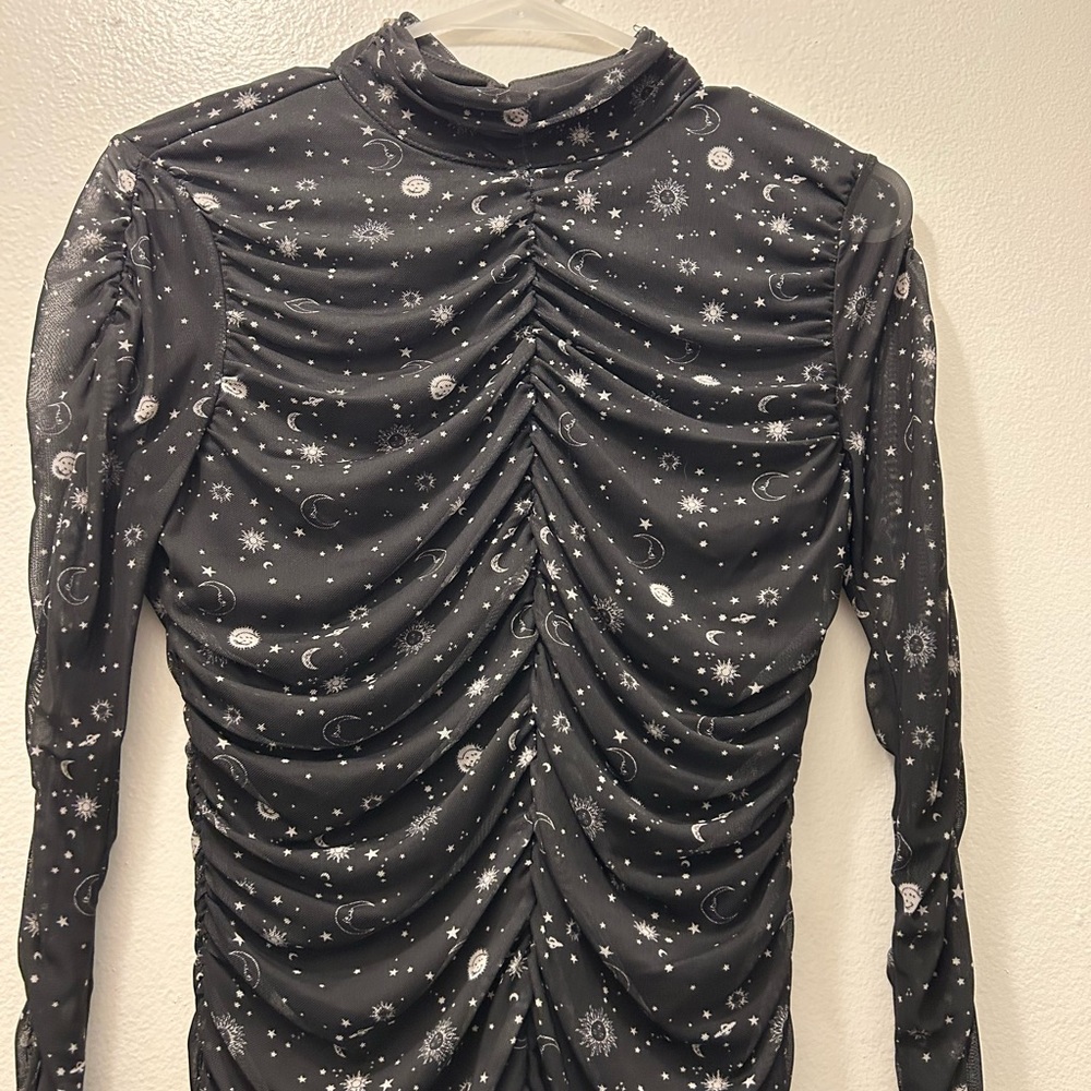 Black celestial mesh dress